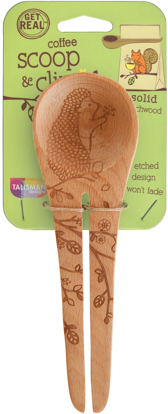 Talisman Designs Laser Etched Beechwood Mini Scoop | Woodland Design | Measuring Spoon | Cute & Functional Kitchen Tool | Small Wooden Scoop Spoon | Use for Coffee, Sugar & Grains